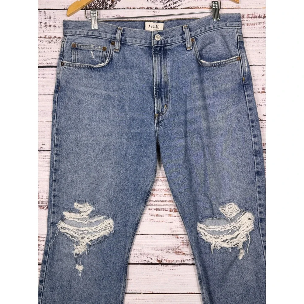 AGOLDE Mia Straight Leg Jeans Womens 32 x 28 Distressed High Rise A9036-1206